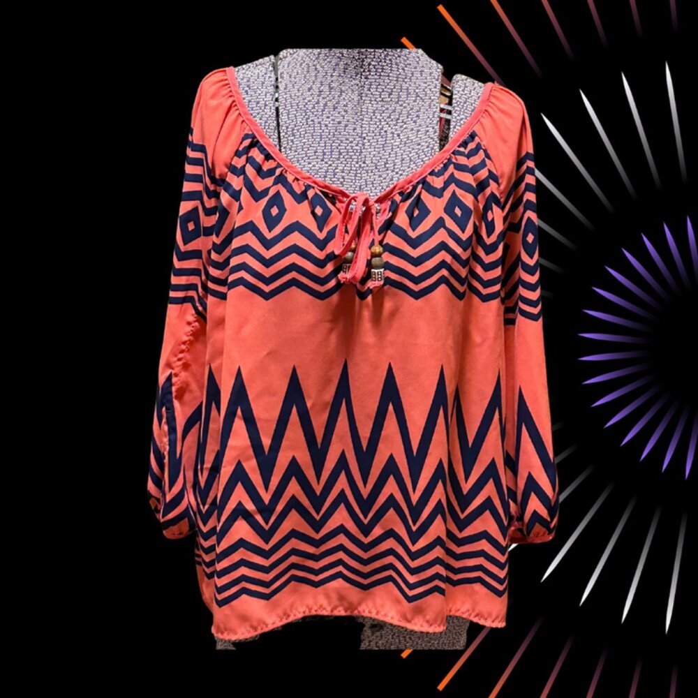 Orange & Navy Blue Blouse